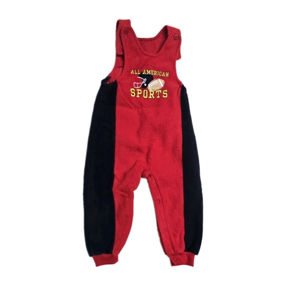 Vintage Boys Romper Fleece  All American  Sports  24 Months  Red Blue